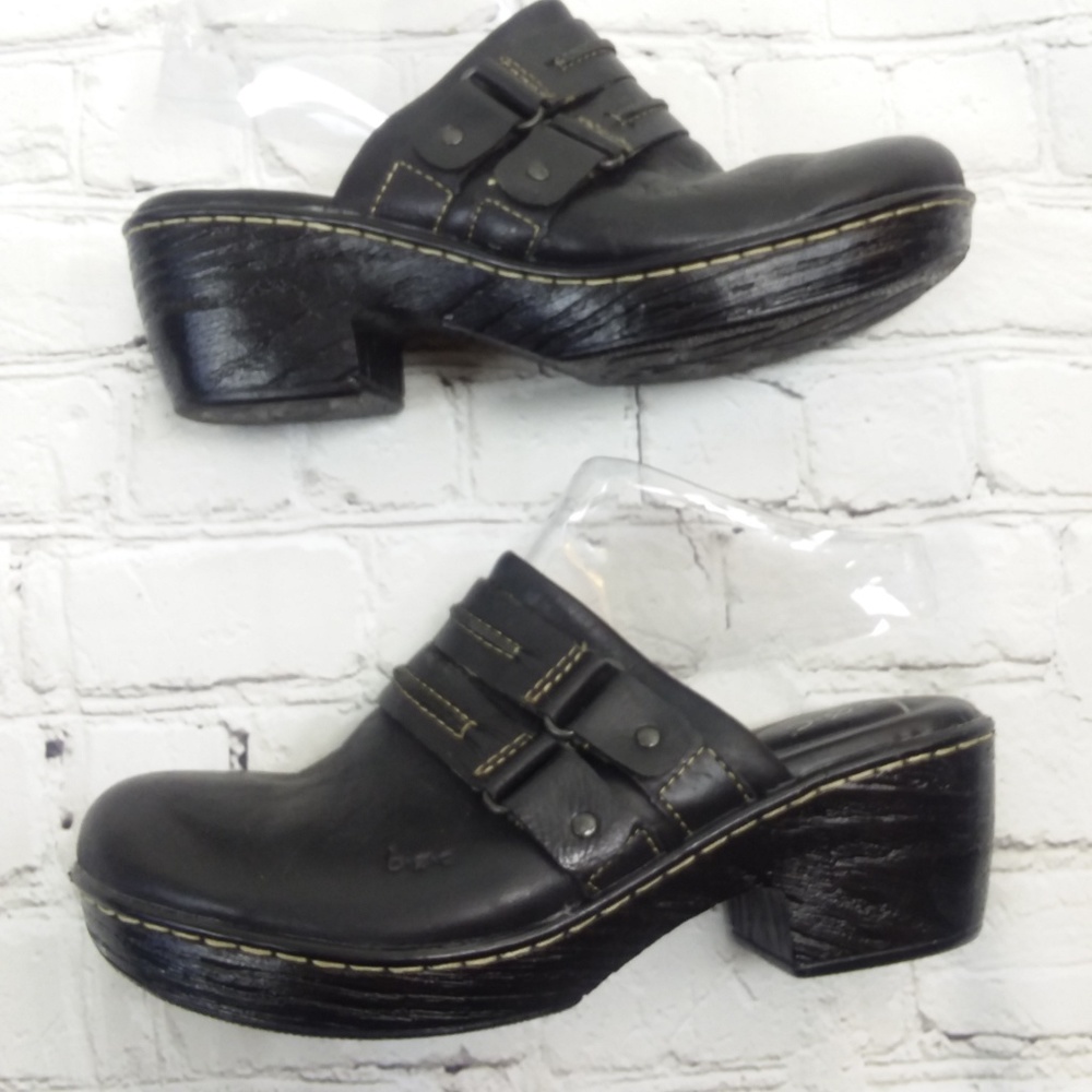 Born Leather Clogs Black